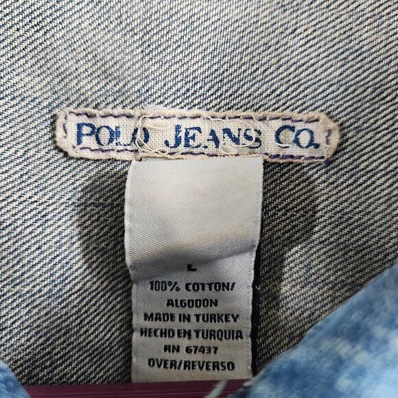 POLO Jeans Co Cropped Libby Jean Jacket Distressed Large - Picture 5 of 7